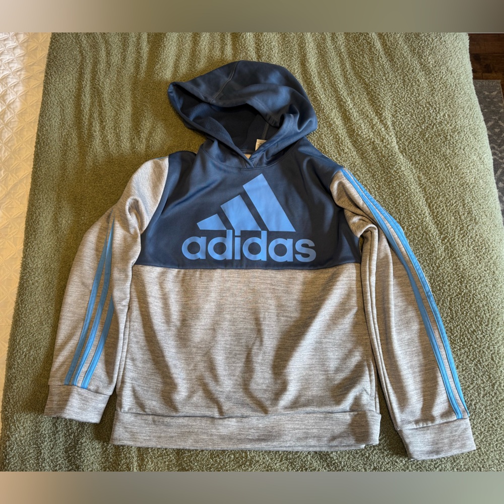 Adidas Youth Tech Fleece Hoodie Blue Navy Size L 14/16
